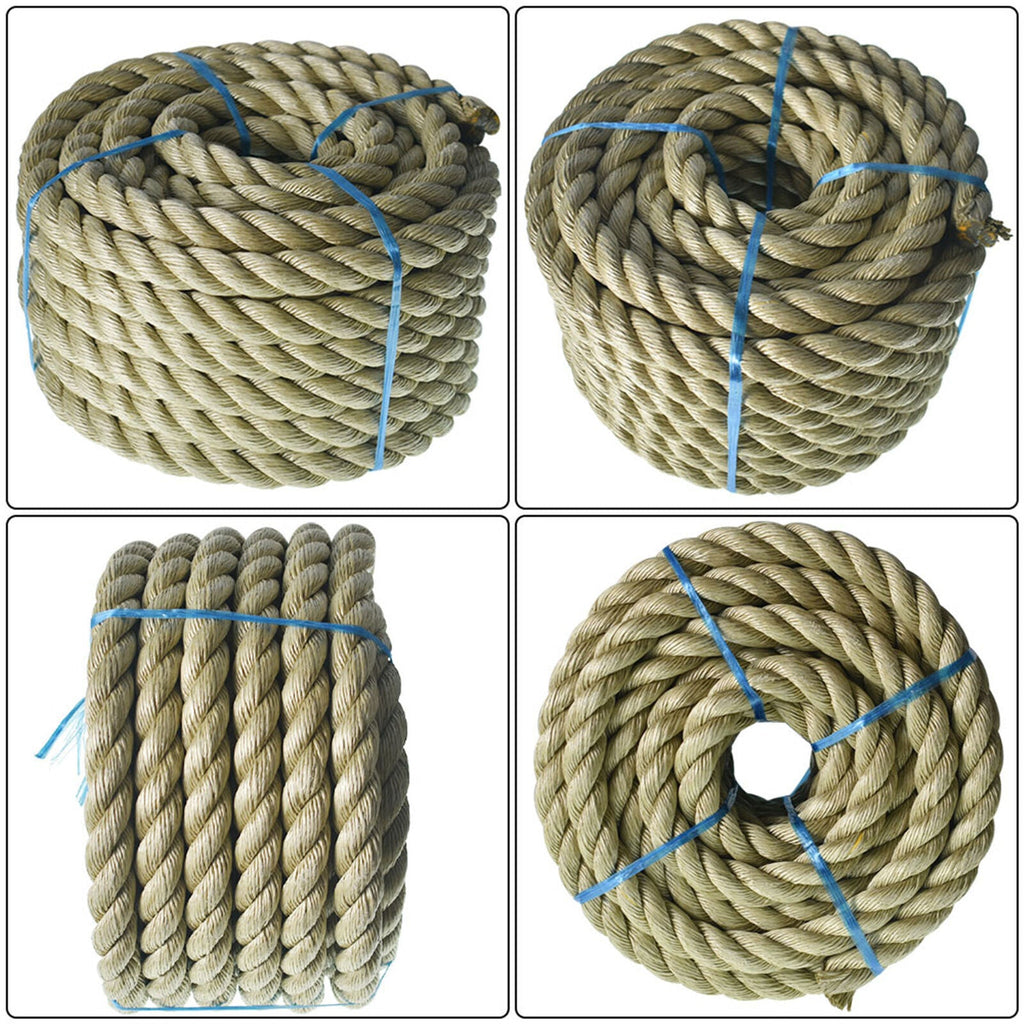 Manila Rope 1"×50' PP 3 Strand Twisted Rope Arborist Bull Rope Climbing Rope