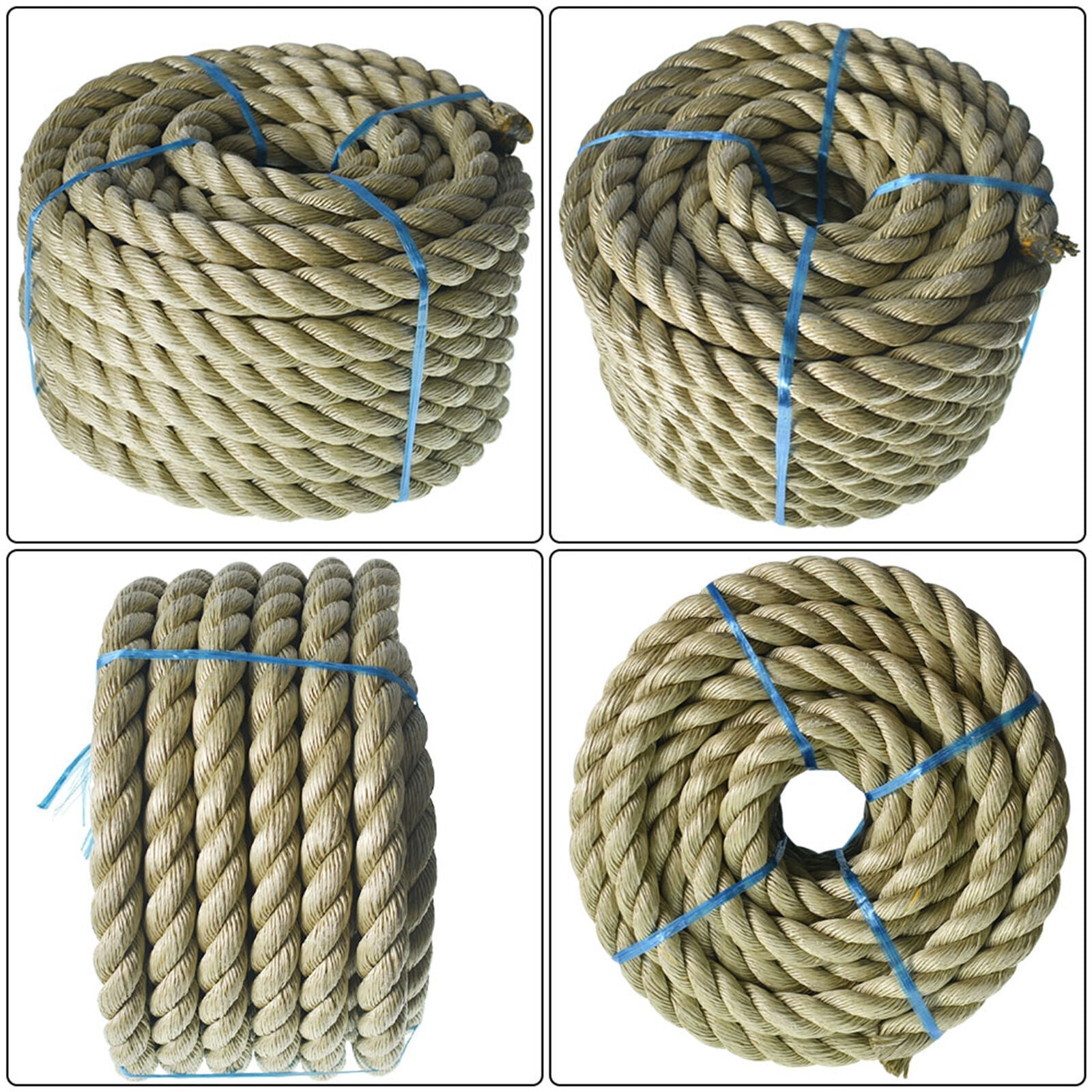 Manila Rope 1"×50' PP 3 Strand Twisted Rope Arborist Bull Rope Climbing Rope