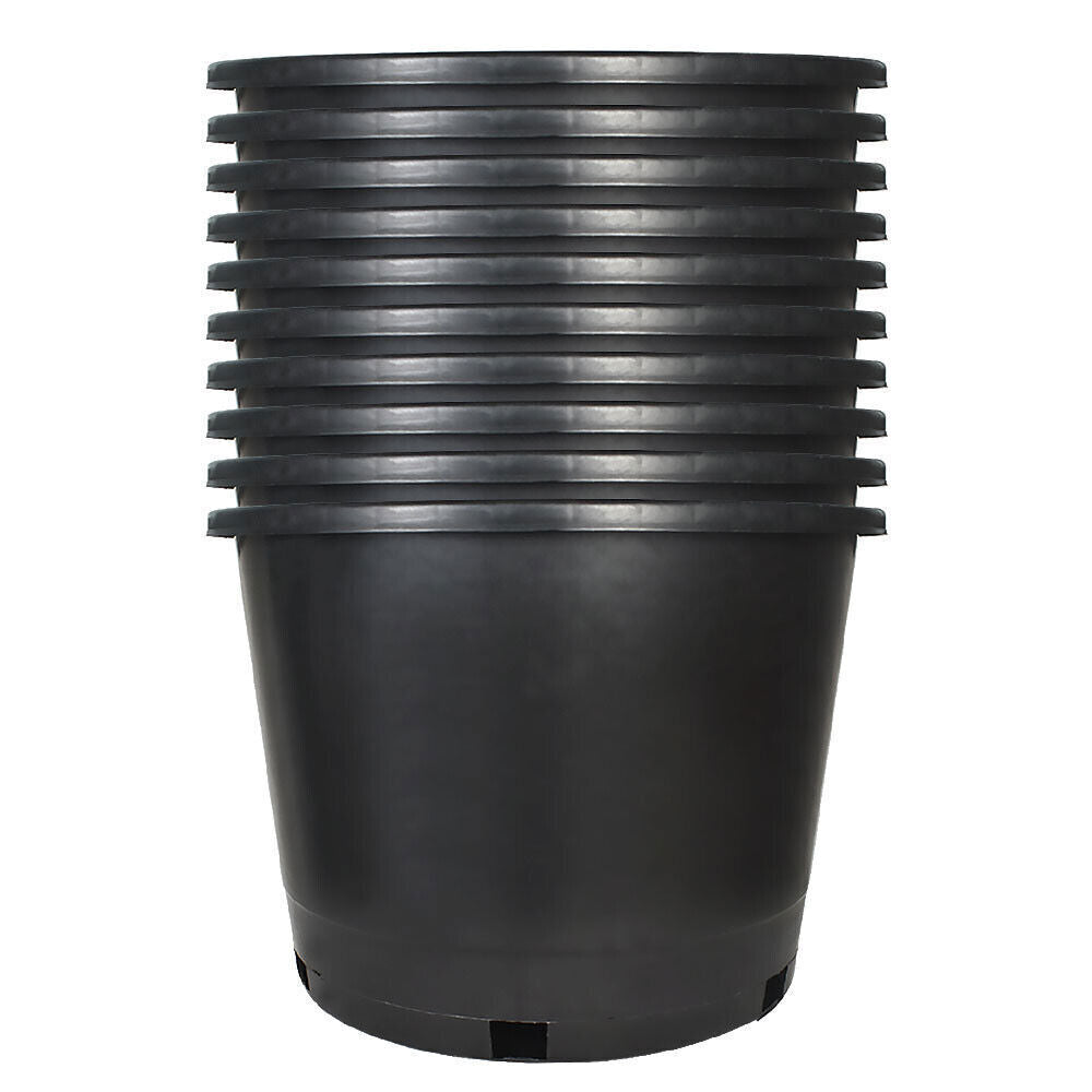 Large 10 Gallon Plant Flower Container 10PCS Plastic Nursery Pot Heavy Duty
