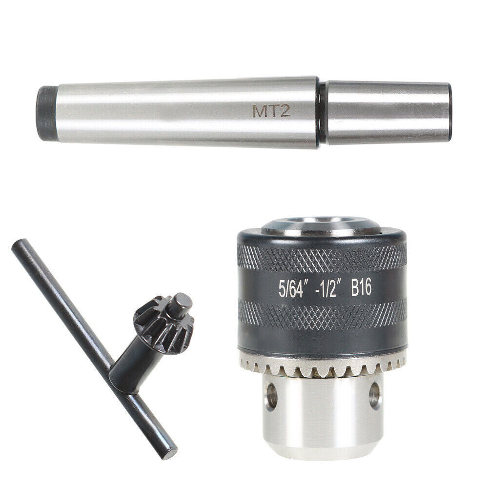 5/64'' to 1/2'' Drill Chuck With MT2 Arbor and Key For Mini Metal Lathe