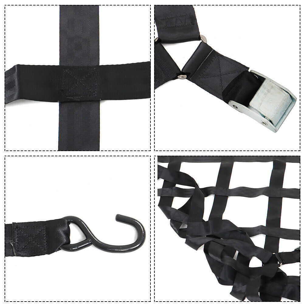 42" x 50" 1100lb Heavy Duty Cargo Net w/Cam Buckles & S-Hooks For Pickup Trucks