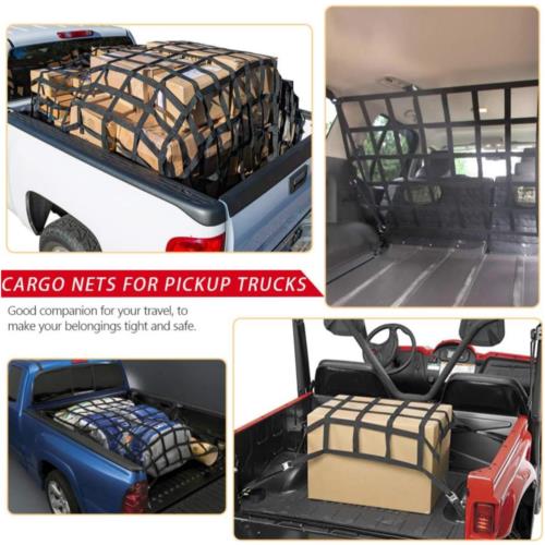 42" x 50" 1100lb Heavy Duty Cargo Net w/Cam Buckles & S-Hooks For Pickup Trucks