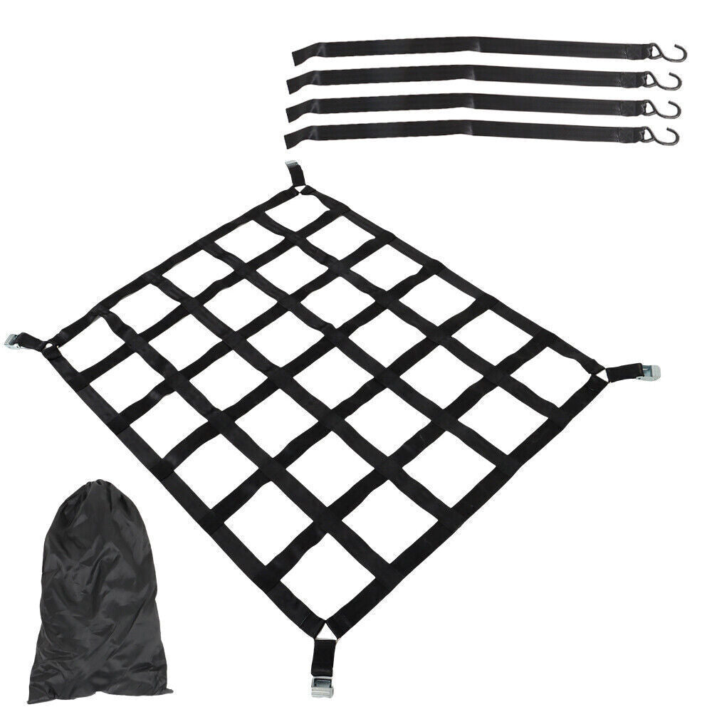 42" x 50" 1100lb Heavy Duty Cargo Net w/Cam Buckles & S-Hooks For Pickup Trucks