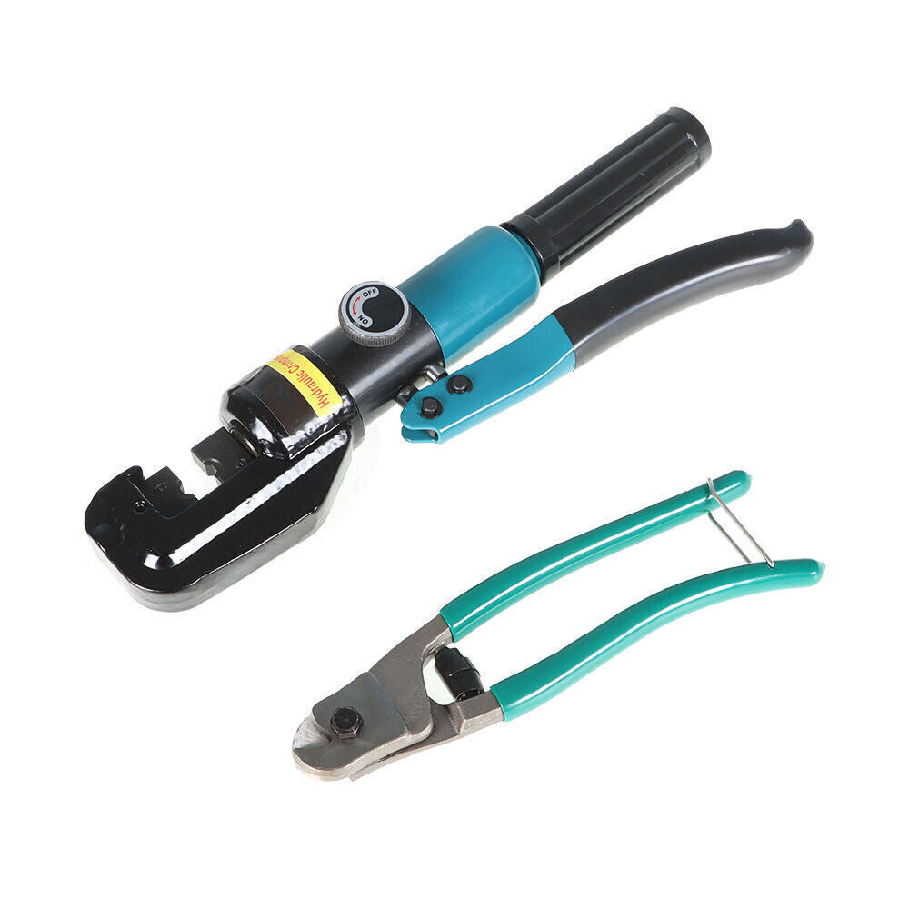 10T Hydraulic Crimper Crimping Tool Wire Battery Cable Lug Terminal W/ 9 Dies