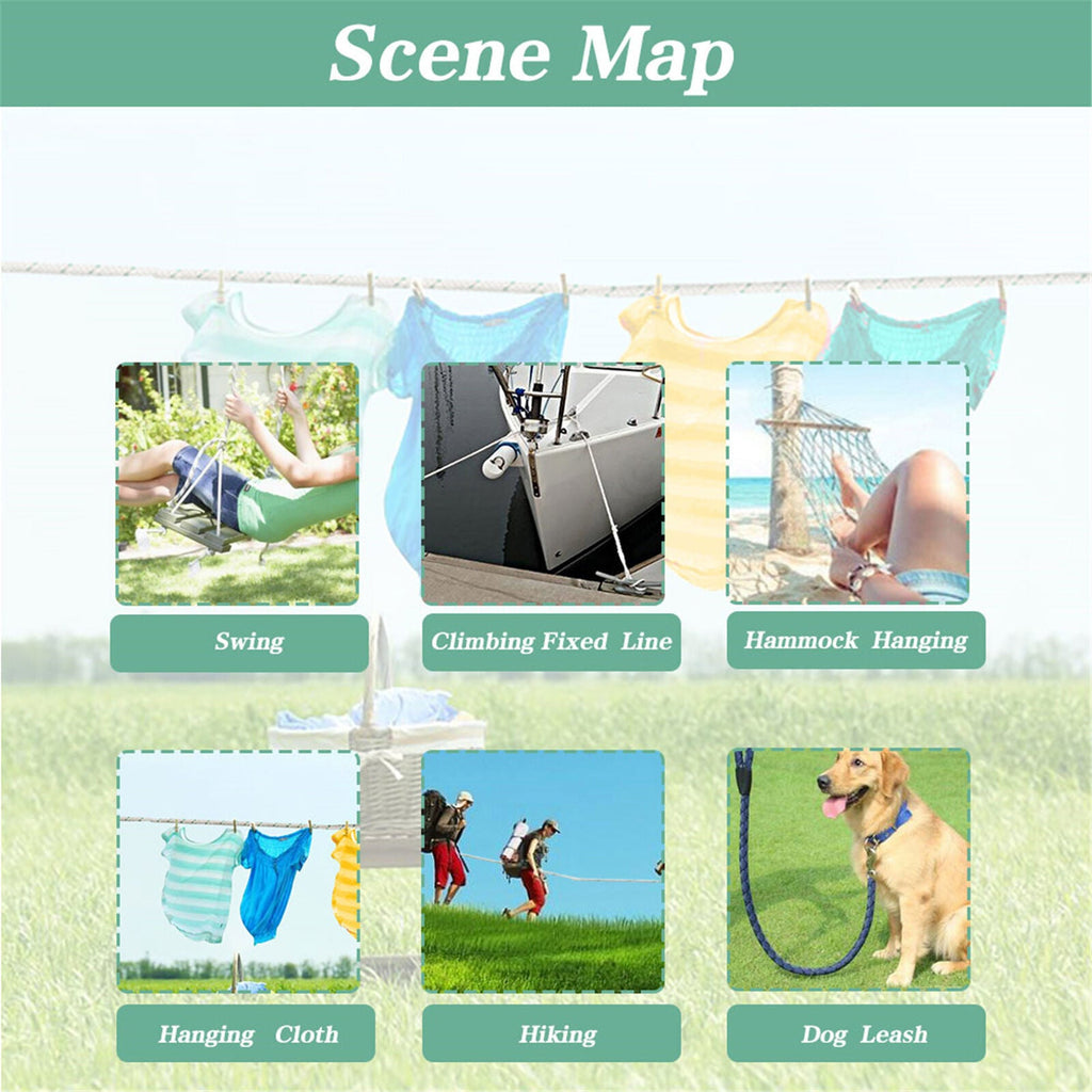 1/2" × 200' Bull Rope Double Braid Polyester Rope 6180Lbs Breaking Strength