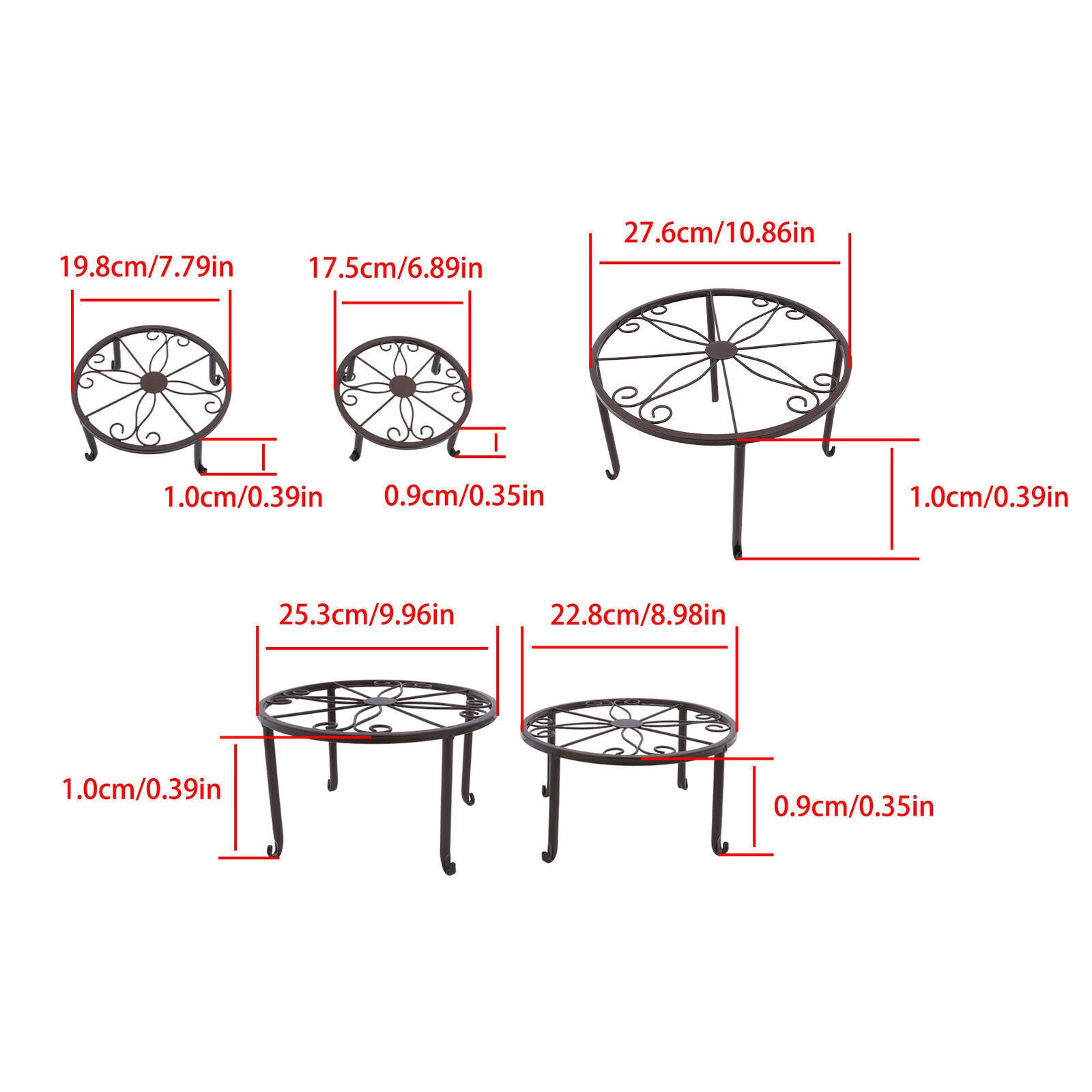 5 Pack Metal Plant Stand For Outdoor Indoor Plants Heavy Duty Flower Pot Stands