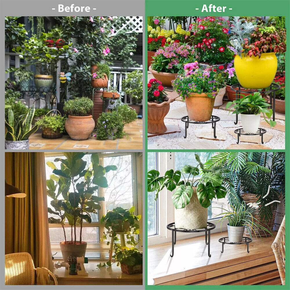 5 Pack Metal Plant Stand For Outdoor Indoor Plants Heavy Duty Flower Pot Stands