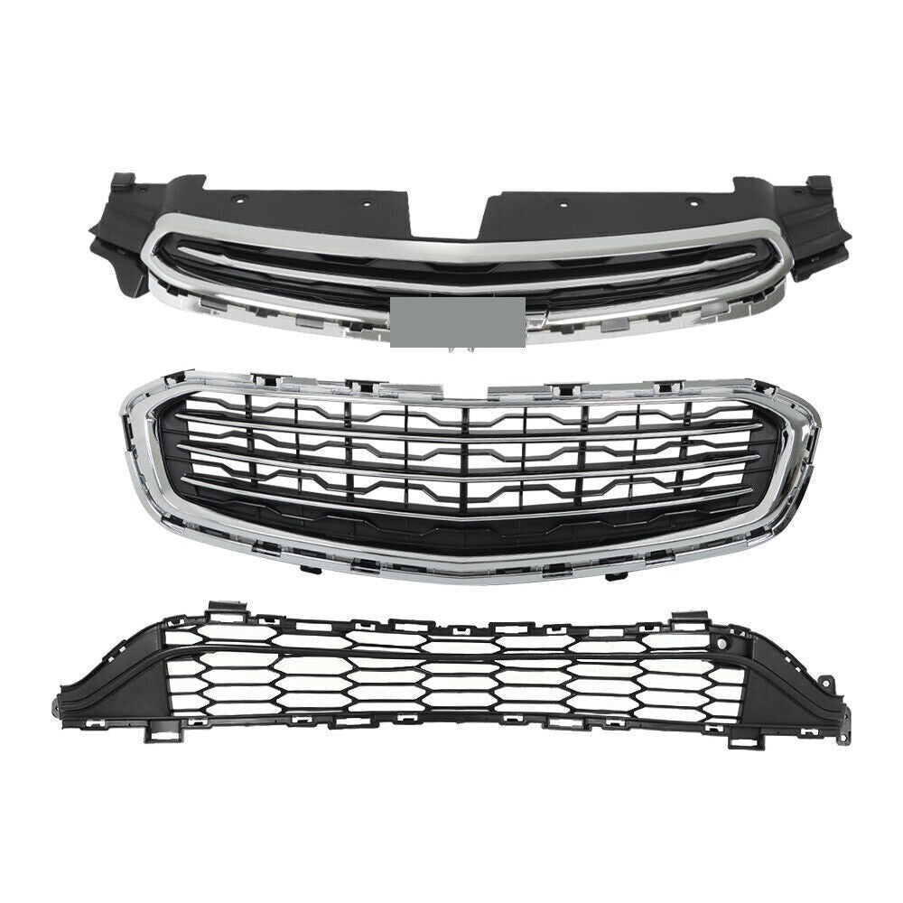 Front Bumper Grille Lower Set Black Plastic For 2015 Chevrolet Cruze