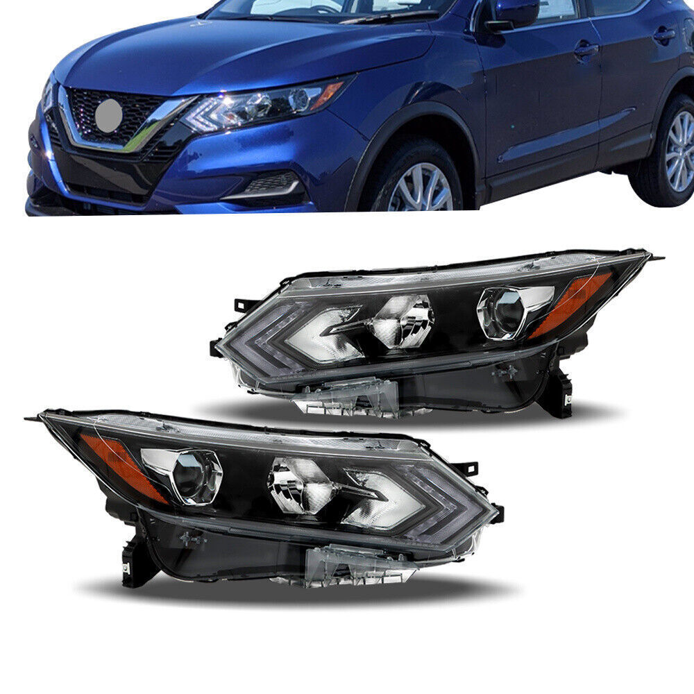 Left+Right Headlight For 2020-2022 Nissan Rogue Sport Halogen Type W/LED