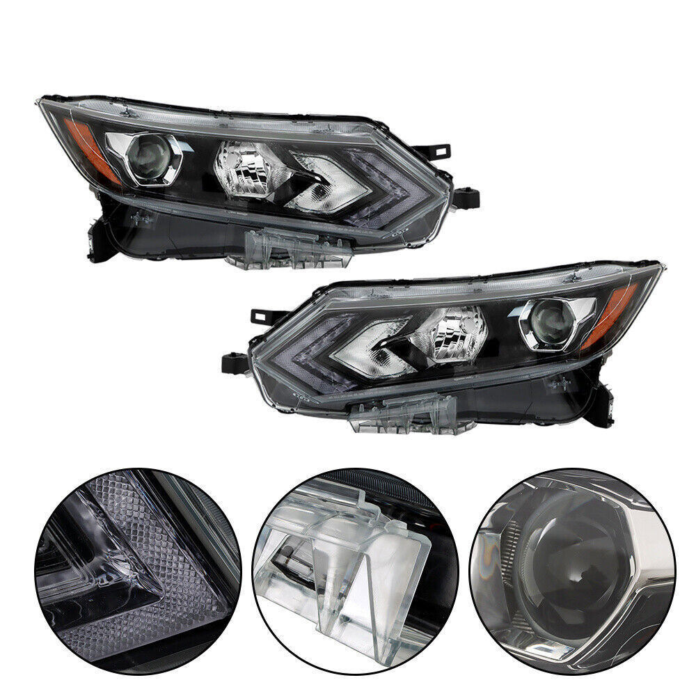 Left+Right Headlight For 2020-2022 Nissan Rogue Sport Halogen Type W/LED
