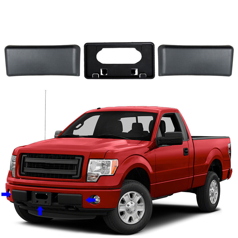 Bumper Guards Pads Front + License Plate Frame Bracket  For 09-14 Ford