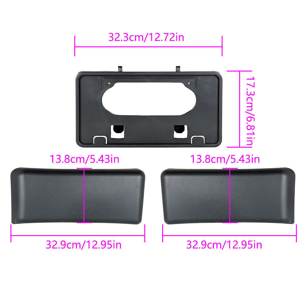 Bumper Guards Pads Front + License Plate Frame Bracket  For 09-14 Ford