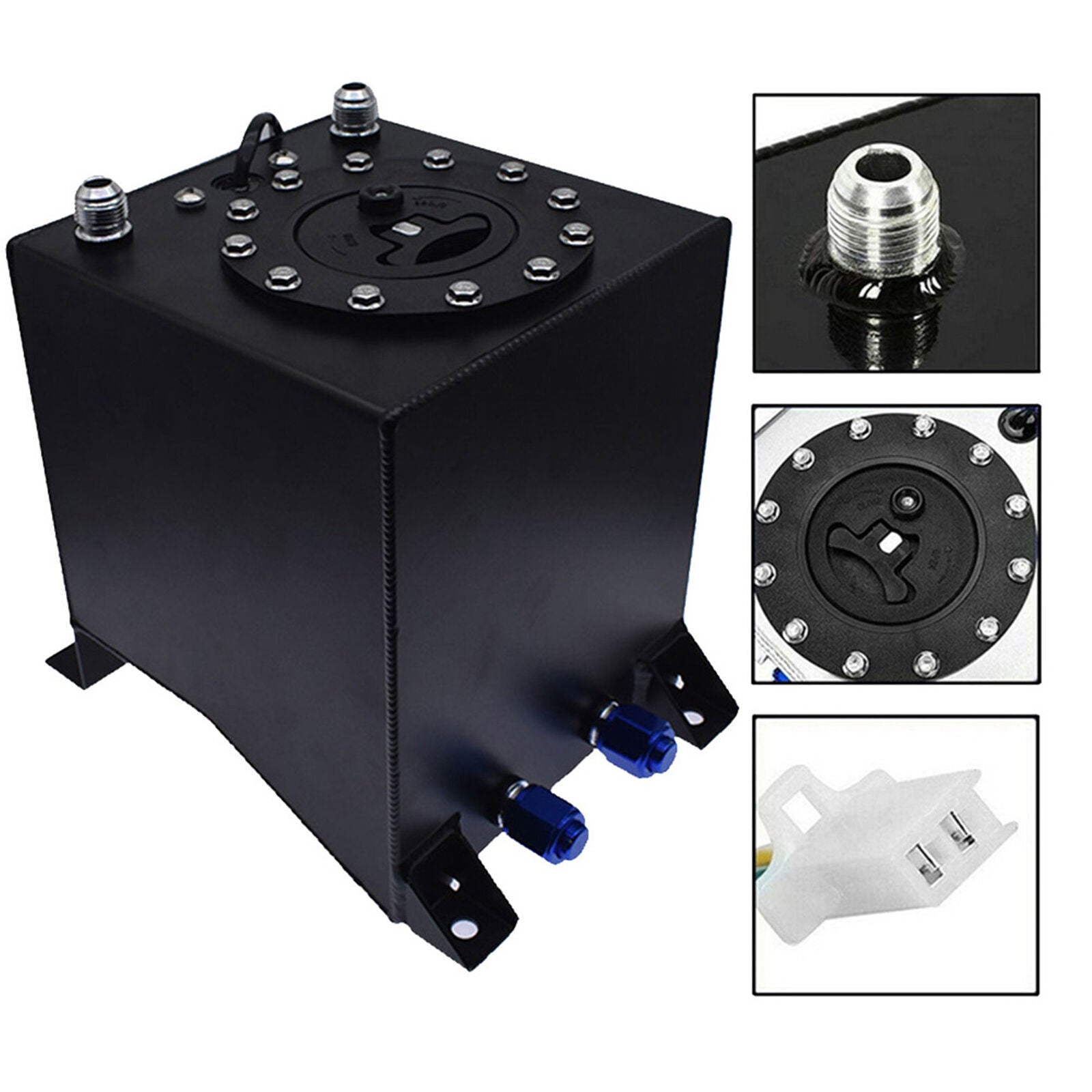 Fuel Cell Gas Tank+level Sender Racing Black Aluminum 2.5 Gallon/10L