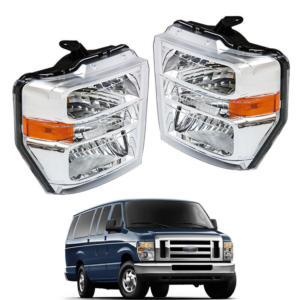 Right+Left Headlights For 2008-2014 Ford E150 E250 E350 E450 F650 F750