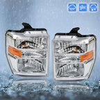 Right+Left Headlights For 2008-2014 Ford E150 E250 E350 E450 F650 F750