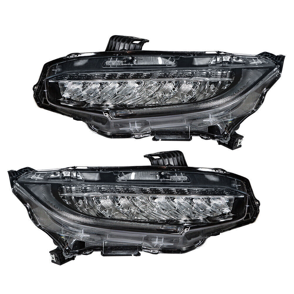 Right+Left Headlights For 2016-2021 Honda Civic Full LED DRL Clear Lens