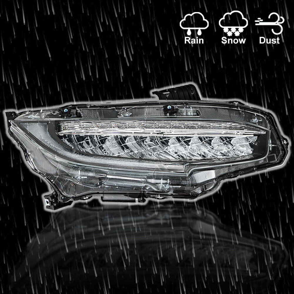 Right+Left Headlights For 2016-2021 Honda Civic Full LED DRL Clear Lens