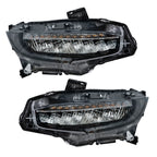 Right+Left Headlights For 2016-2021 Honda Civic Full LED DRL Clear Lens