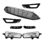 Front Bumper Upper Grille With Fog Light Set For 2015 2016-2018 Ford Focus