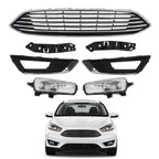 Front Bumper Upper Grille With Fog Light Set For 2015 2016-2018 Ford Focus