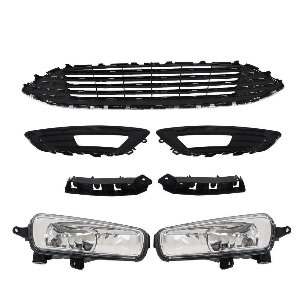 Front Bumper Upper Grille With Fog Light Set For 2015 2016-2018 Ford Focus
