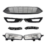 Front Bumper Upper Grille With Fog Light Set For 2015 2016-2018 Ford Focus
