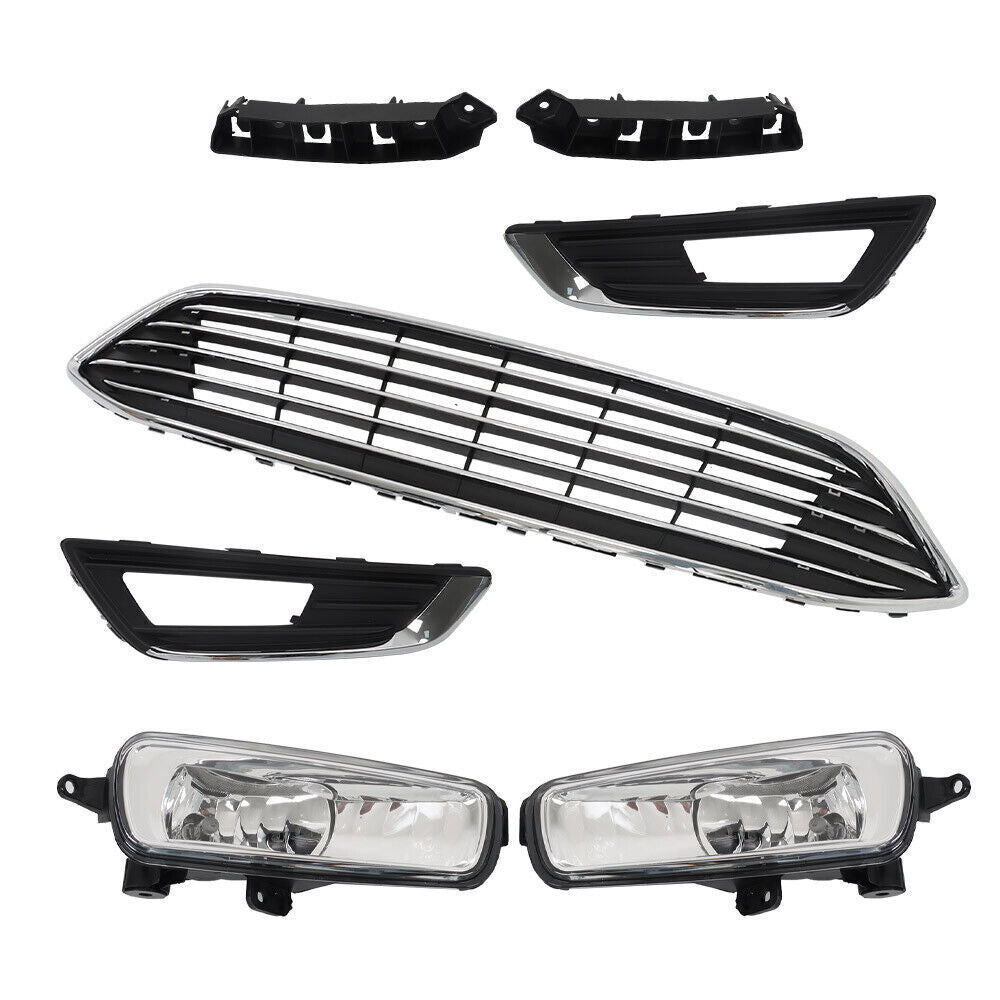 Front Bumper Upper Grille With Fog Light Set For 2015 2016-2018 Ford Focus