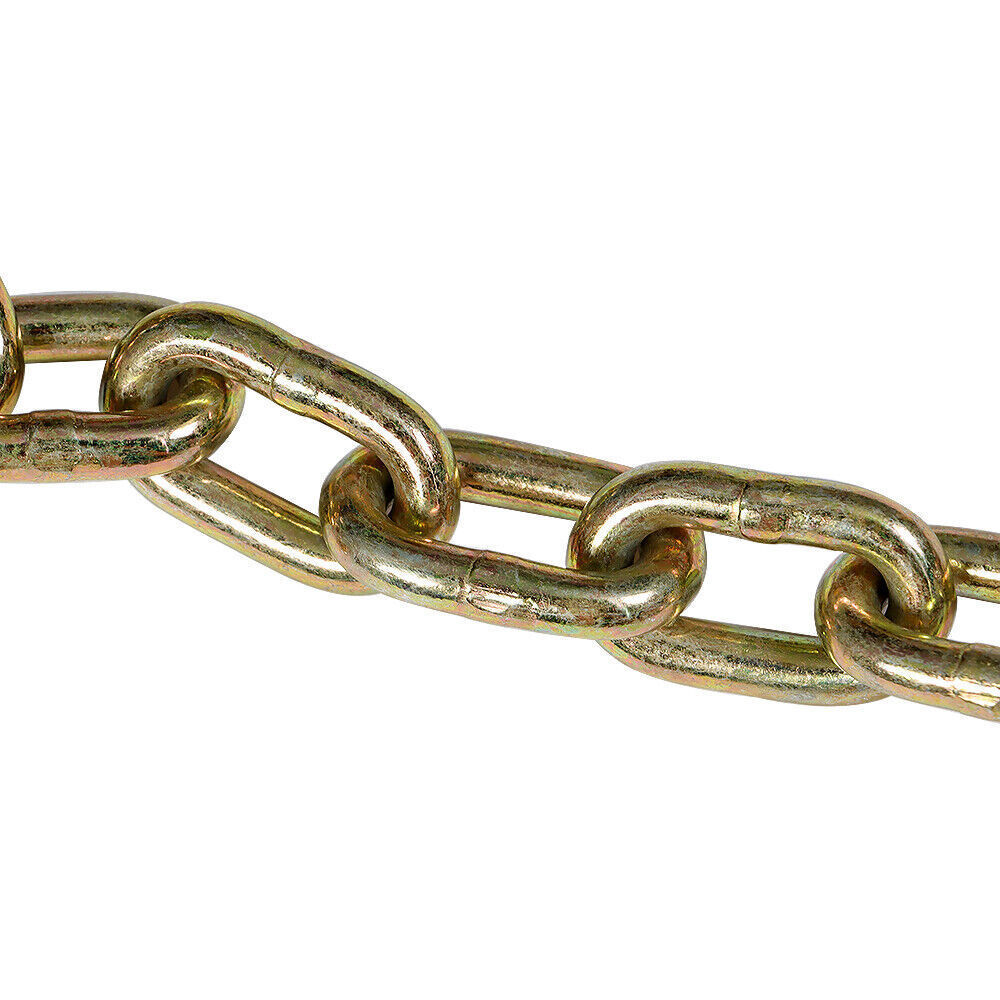 2× 5/16''x10' Transport Tow Chain J Hook Long Shank w/ Grab Hook G70