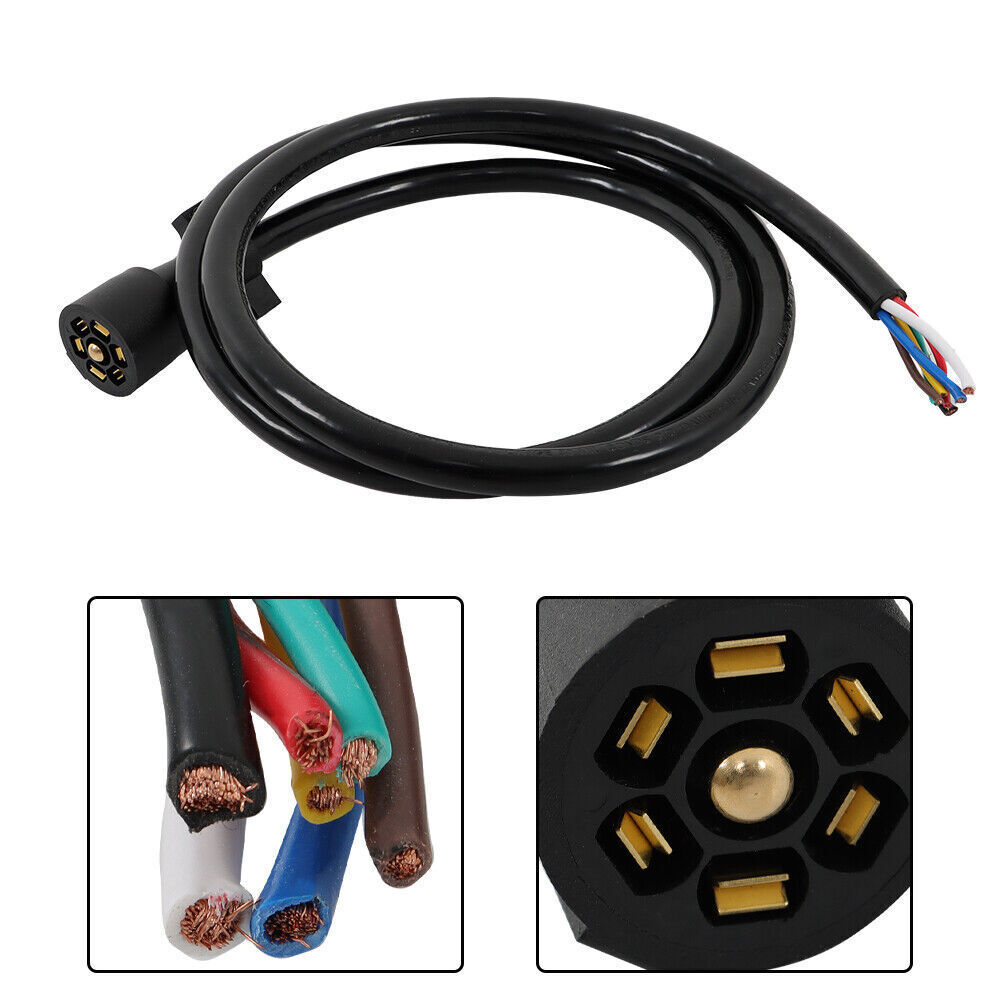 7-Pin Trailer Plug Cord Wire Cable 6 ft 7 Prong Trailer Light Wiring Connector