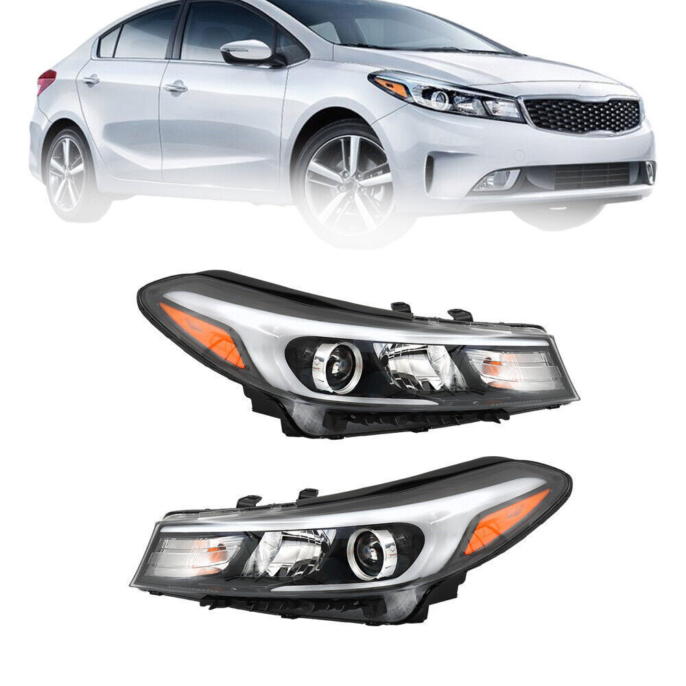 Right+Left Headlight For 2017-2018 Kia Forte Forte5 Halogen W/o LED