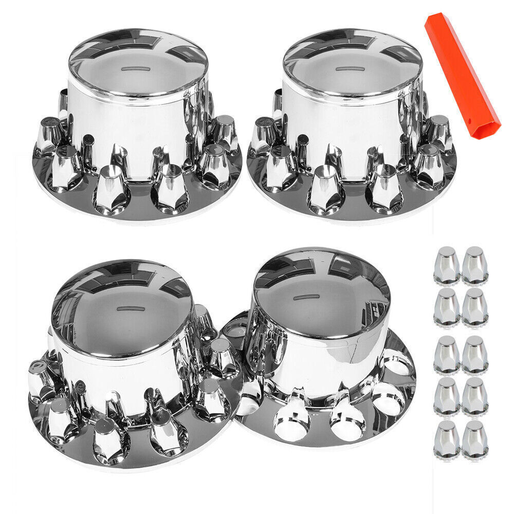 ABS Plastic Set of 4 Rear Chrome Wheel Axle Hub Cover Kit Semi 33MM Nut Covers