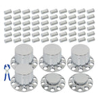 33mm Chrome Flat Top Complete Hub Cover Kit Lug Nut Wheel Axle Covers Semi Truck