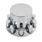 33mm Chrome Flat Top Complete Hub Cover Kit Lug Nut Wheel Axle Covers Semi Truck