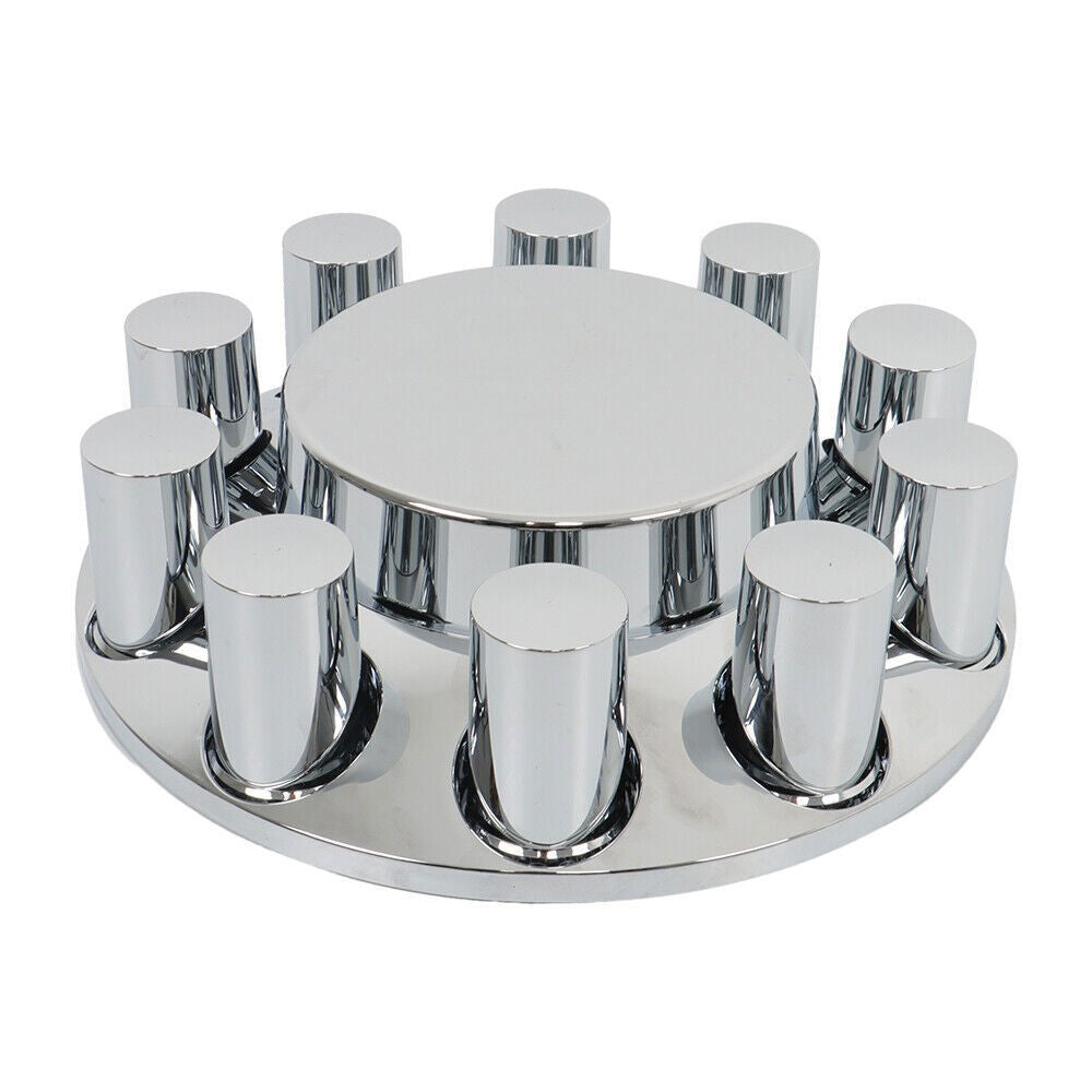 33mm Chrome Flat Top Complete Hub Cover Kit Lug Nut Wheel Axle Covers Semi Truck