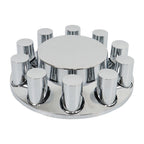 33mm Chrome Flat Top Complete Hub Cover Kit Lug Nut Wheel Axle Covers Semi Truck