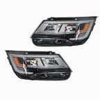 Right+Left Headlights For 2016-18 Ford Explorer Halogen W/LED DRL Chrome