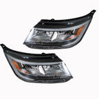 Right+Left Headlights For 2016-18 Ford Explorer Halogen W/LED DRL Chrome