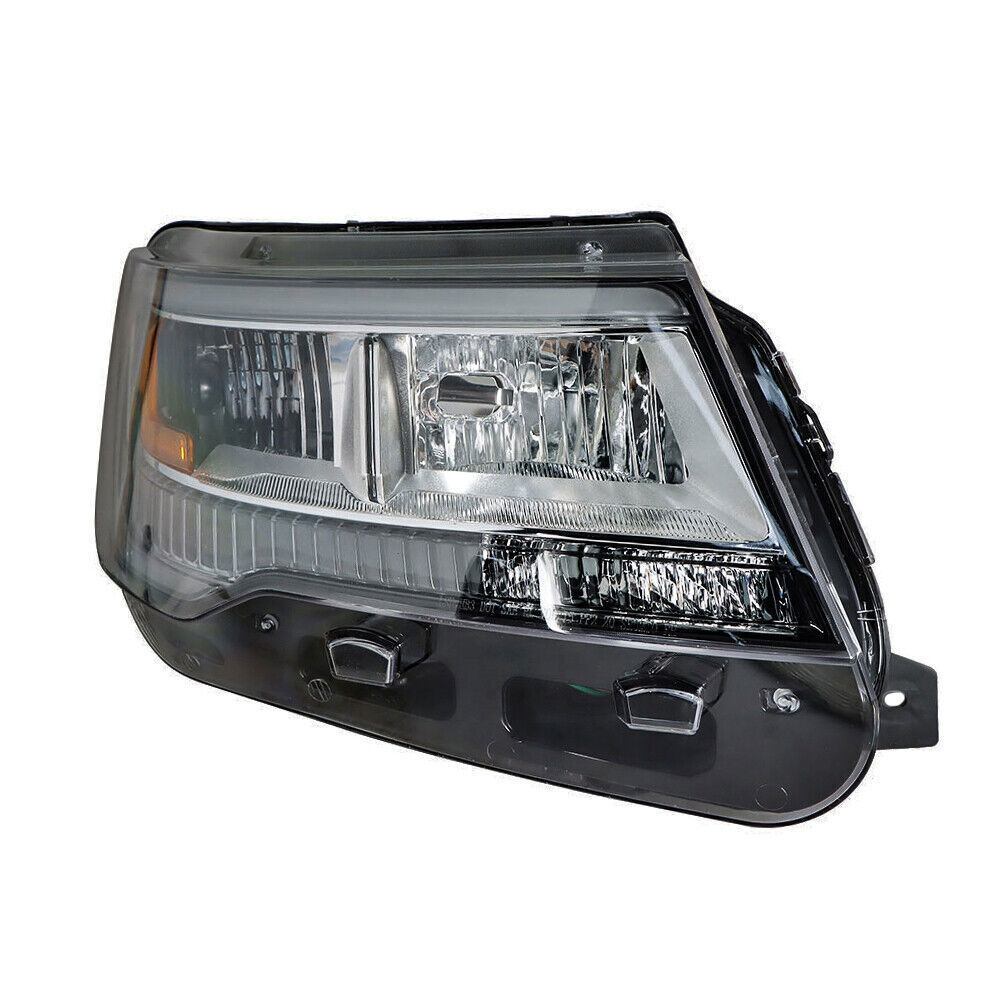 Right+Left Headlights For 2016-18 Ford Explorer Halogen W/LED DRL Chrome