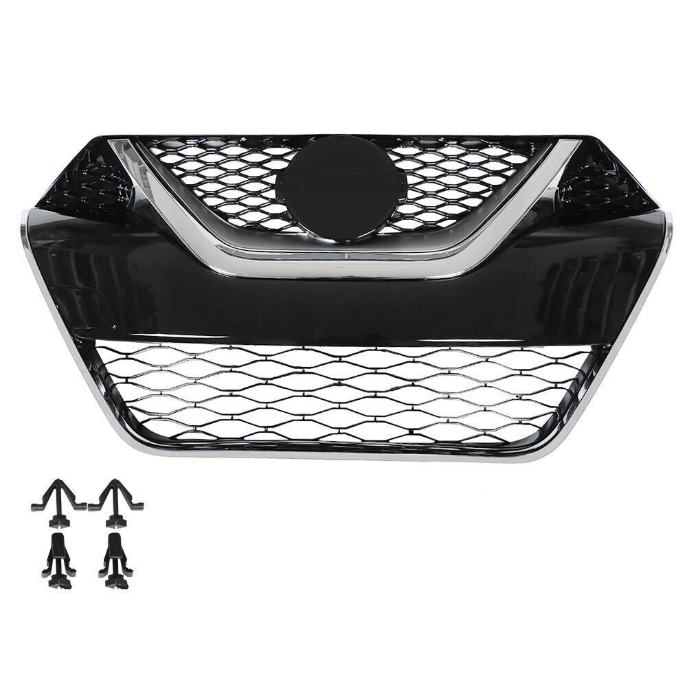 Chrome Black Grill Kit Front Grille For 2016-2017 Nissan Maxima Plastic