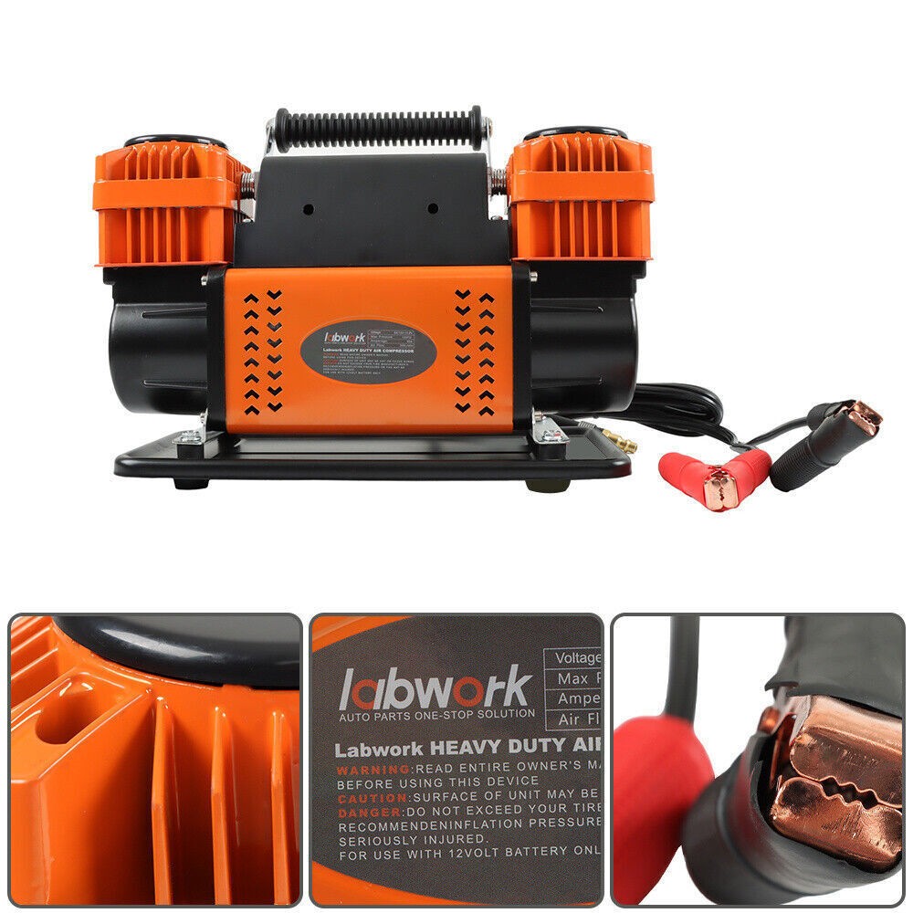 Portable 12v True Dual Air Compressor 10.6 CFM For Truck Tires RV