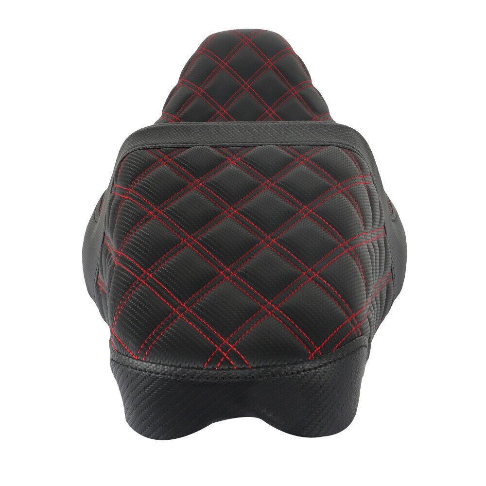 Red Lattice Stitch Step-Up Seat For Touring Road King Electra Street Glide 08+