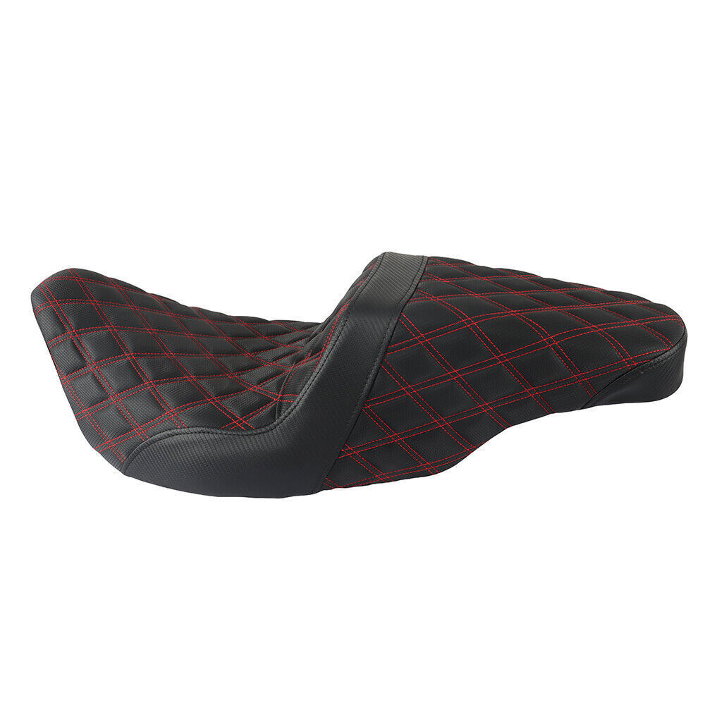 Red Lattice Stitch Step-Up Seat For Touring Road King Electra Street Glide 08+