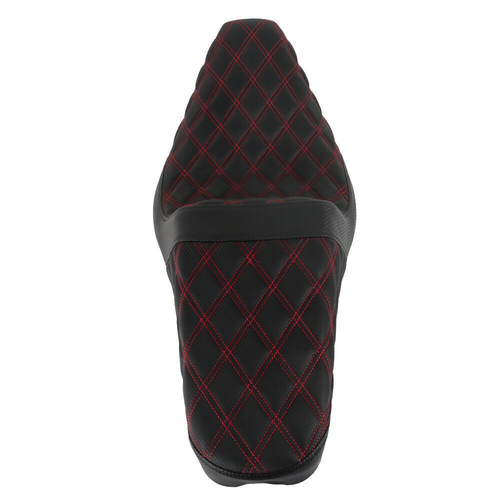 Red Lattice Stitch Step-Up Seat For Touring Road King Electra Street Glide 08+