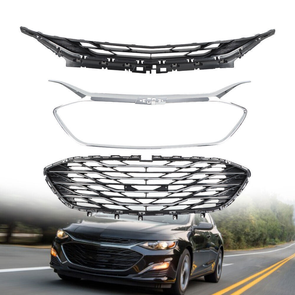 Front Upper Grille Lower Grille For 2019-2023 Chevrolet Malibu Chrome