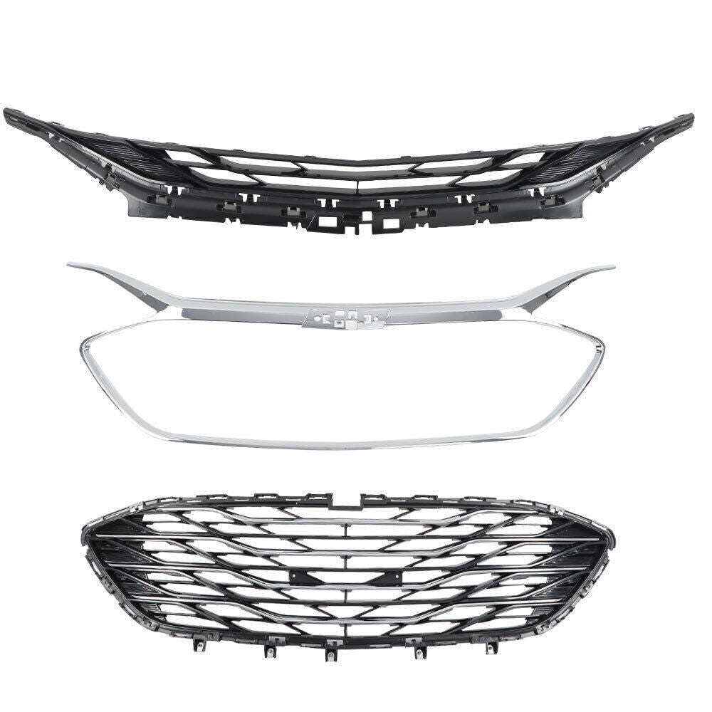 Front Upper Grille Lower Grille For 2019-2023 Chevrolet Malibu Chrome