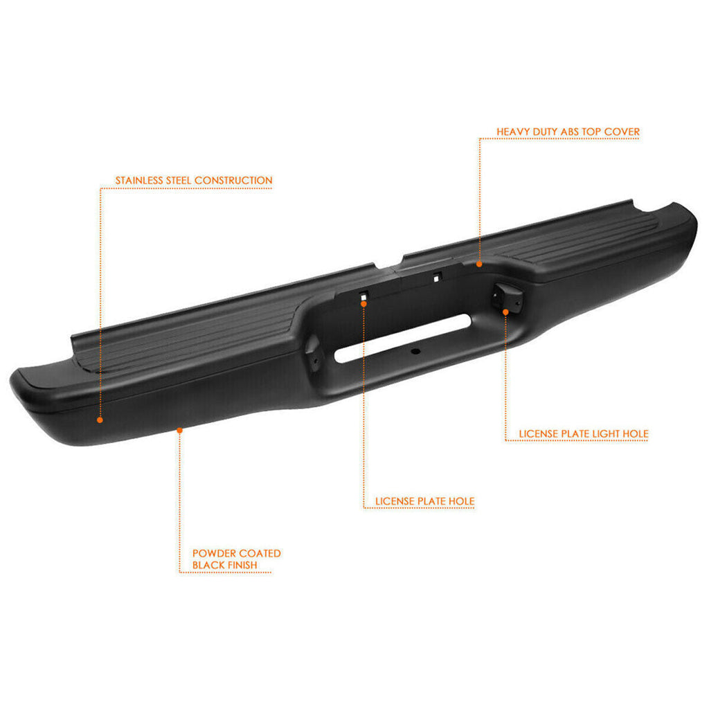 Rear Step Bumper Assembly For 1995-2004 Toyota Tacoma Truck Black Steel