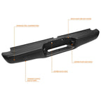 Rear Step Bumper Assembly For 1995-2004 Toyota Tacoma Truck Black Steel