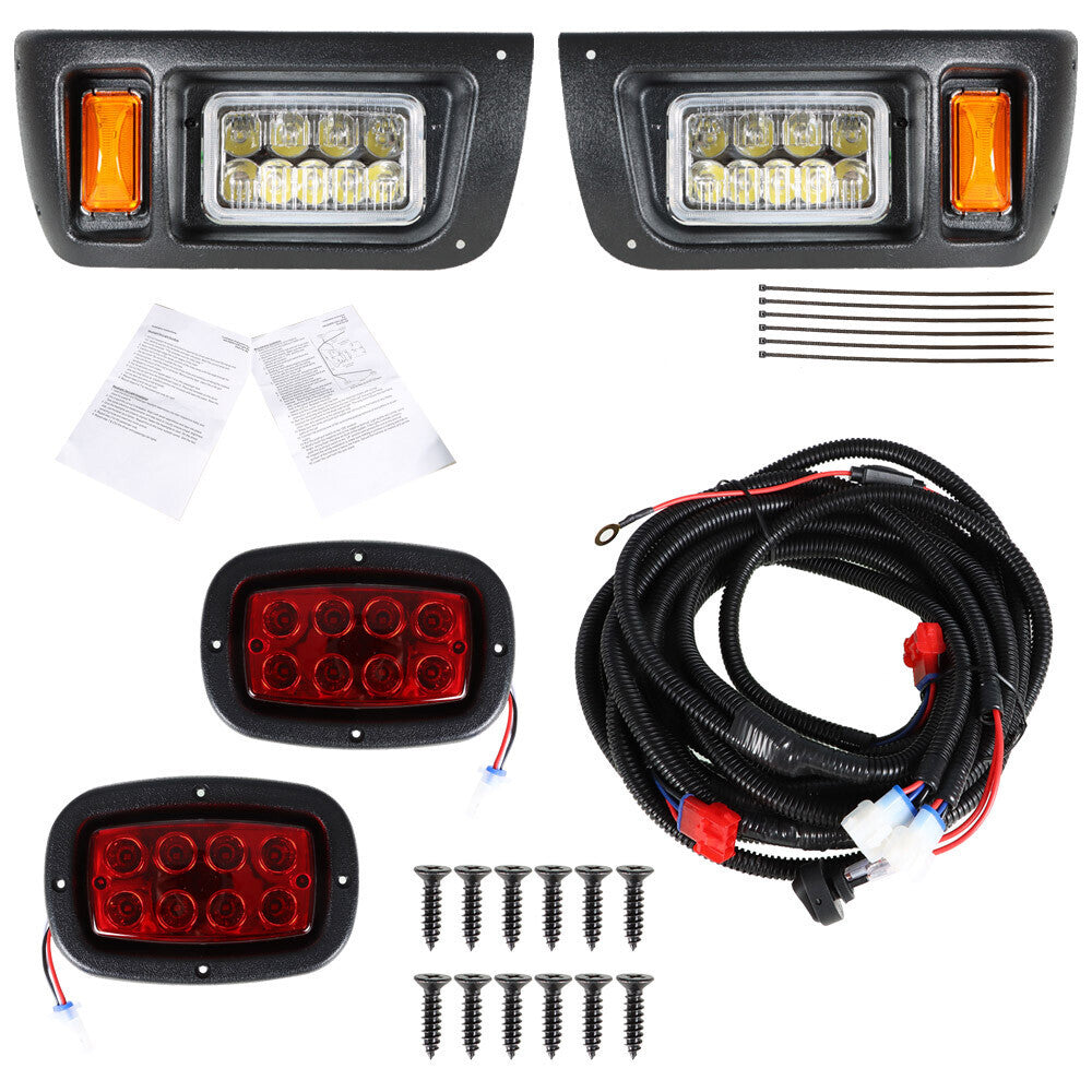 Golf Cart LED Headlights + Tail Lights Kit 1993+ For Club Car DS G&E Golf Cart
