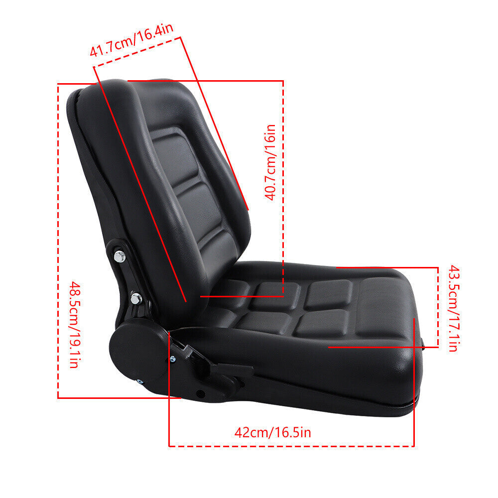 Adjustable Backrest Slide PVC Leather Suspension Forklift Tractor Seat US