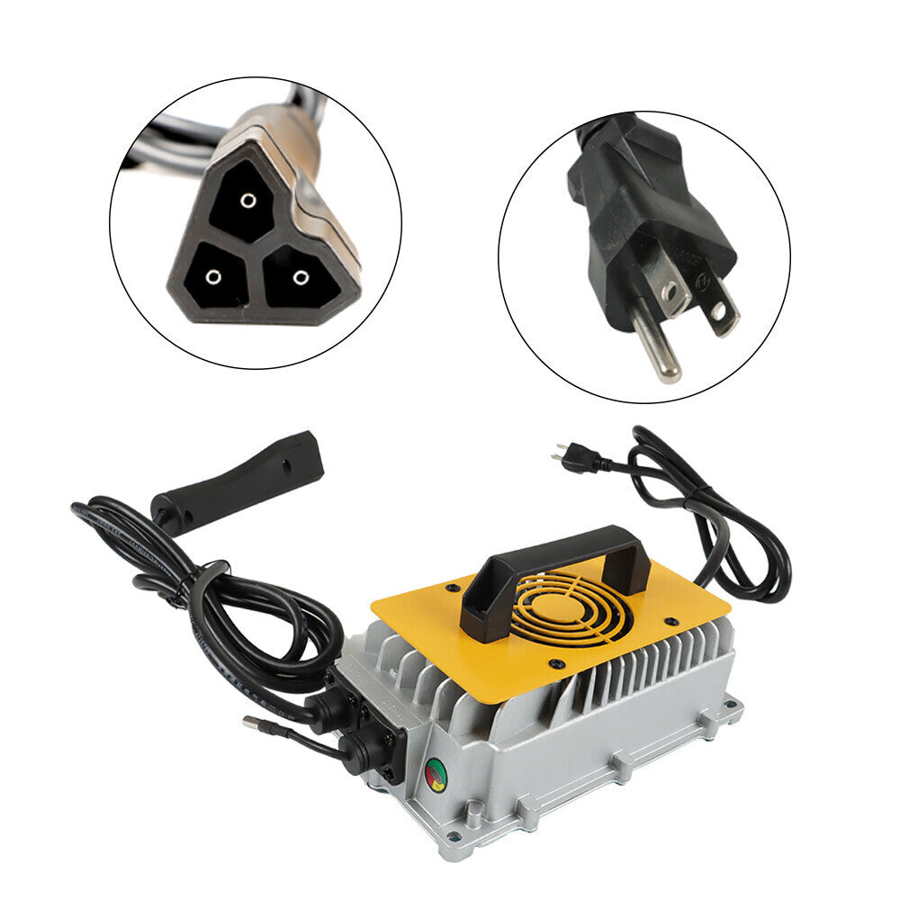 New Battery Charger 3-Pin Triangular Plug 48V 17A For E-Z-GO TXT/RXV Golf Carts